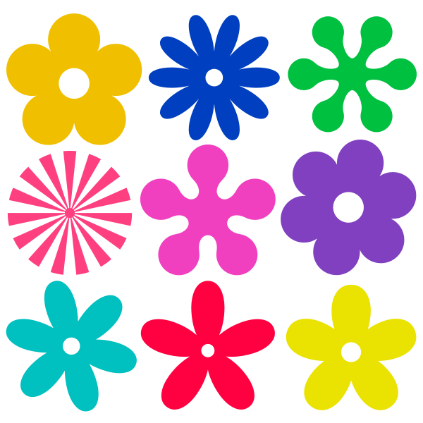 Selection of retro flowers vector graphics